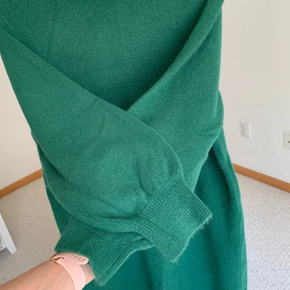 J. Crew Turtleneck Long Sleeve Sweater Dress Green Large